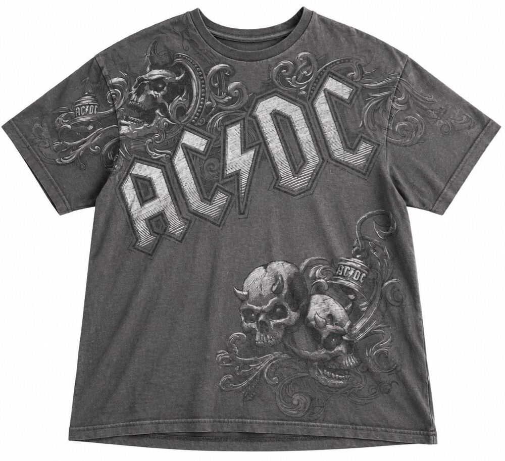 AC/DC Liquid Blue Night Prowler Vintage Skull Graphic T-Shirt Size XL